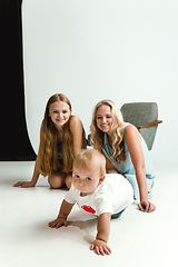 Image showing Young family spending time together and smiling