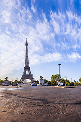 Image showing The Eiffel Tower seen from Pont d\'Iena in Paris, France.