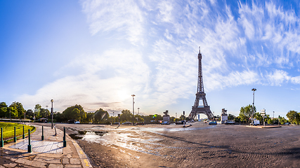 Image showing The Eiffel Tower seen from Pont d\'Iena in Paris, France.