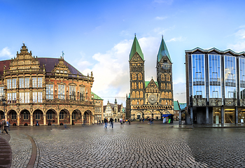 Image showing Skyline of Bremen main market square, Germany