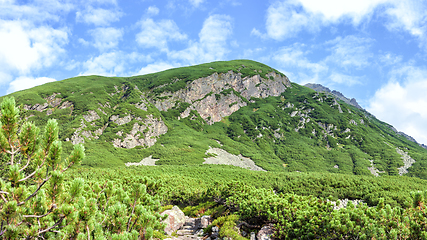 Image showing Tourist hiking trail in the Polish Tatra Mountains.