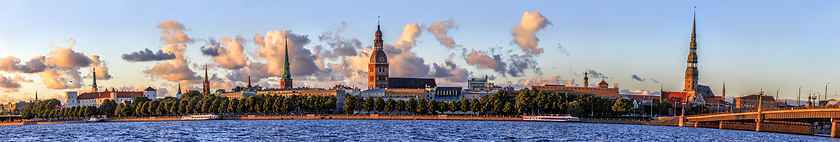 Image showing Riga Old Town Skyline during sunset time