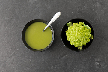 Image showing close up of romanesco broccoli cream soup in bowl