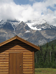 Image showing cottage at the foot of mountains