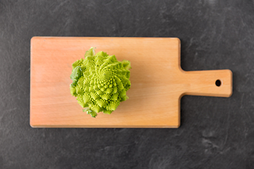 Image showing romanesco broccoli on wooden cutting board