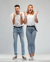 Image showing portrait of happy couple in white t-shirts