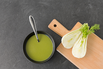 Image showing fennel cream soup in ceramic bowl