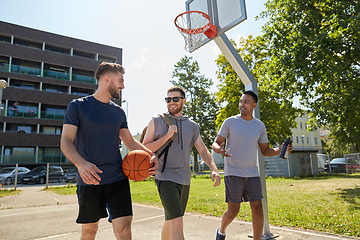 Image showing group of male friends going to play basketball