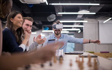 Image showing Young Multiethnic Business team using virtual reality headset