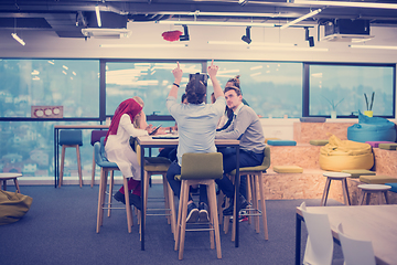 Image showing Young Multiethnic Business team using virtual reality headset