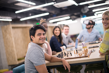 Image showing Young Multiethnic Business team using virtual reality headset