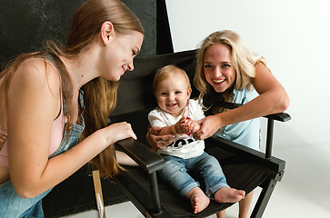 Image showing Young family spending time together and smiling