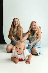 Image showing Young family spending time together and smiling