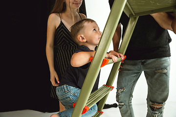 Image showing Young family spending time together and smiling