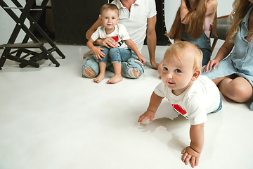 Image showing Young family spending time together and smiling