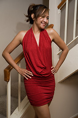 Image showing Woman in sexy red dress