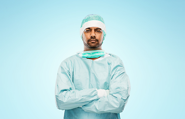 Image showing indian male doctor or surgeon in protective wear