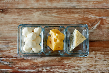 Image showing different kinds of cheese in glass cups