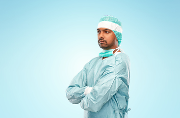 Image showing indian male doctor or surgeon in protective wear