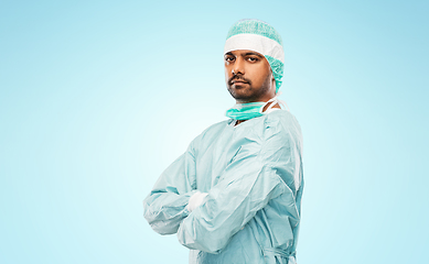 Image showing indian male doctor or surgeon in protective wear