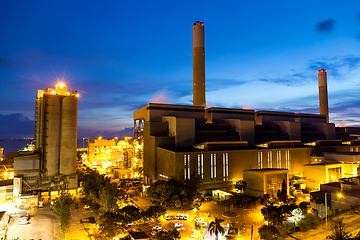 Image showing Cement Plant and power sation in sunset