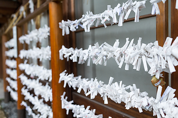 Image showing Fortune papers in shrines at Japan