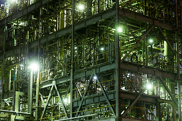 Image showing Steelworks Industrial building at night