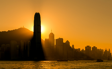 Image showing Silhouette of Hong Kong skyline
