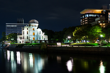 Image showing Atomic bomb dome in Hiroshima city at night