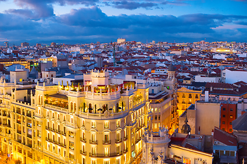 Image showing Madrid skyline aerial, Spain