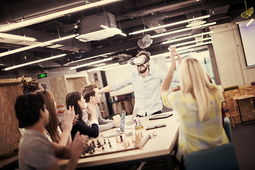 Image showing Young Multiethnic Business team using virtual reality headset