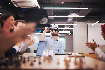 Image showing Young Multiethnic Business team using virtual reality headset