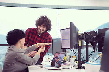 Image showing software developers couple writing programming code