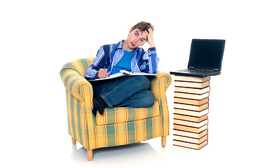 Image showing Boy doing homework