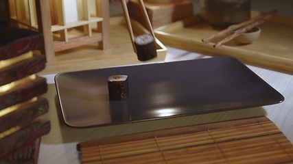 Image showing Filling plate with japanese sushi closeup