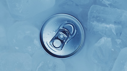 Image showing Aluminum Soda Tin Can Rotating in cool Ice footage