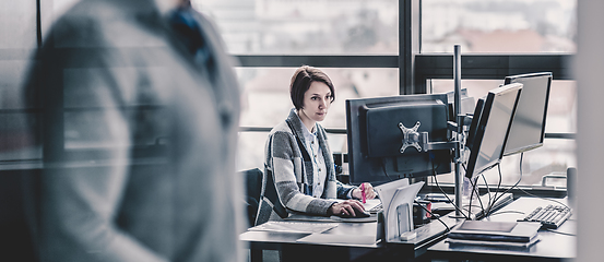 Image showing Personal assistant working in corporate office.