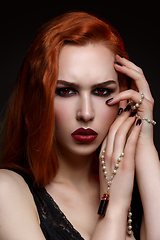 Image showing Beautiful vampire young woman