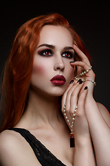 Image showing Beautiful vampire young woman