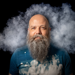 Image showing bearded man smoke portrait