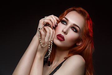 Image showing Beautiful vampire young woman