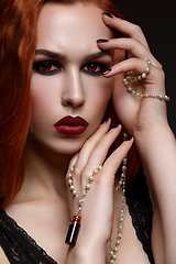 Image showing Beautiful vampire young woman