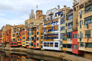 Image showing Colorful old houses on river Onyar in Girona