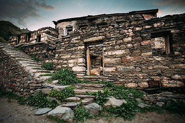 Image showing Georgia. Cow Lying In Shed In Georgian Village