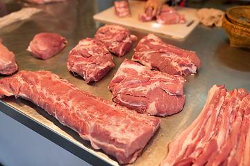 Image showing Raw meat in wet market