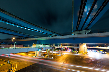 Image showing Traffic trail from underground at night