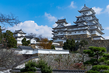 Image showing Himeji castle with clear blue sky