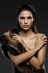 Image showing girl in fur scarf