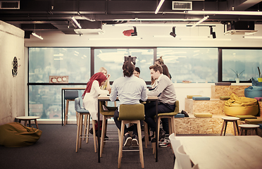 Image showing Young Multiethnic Business team using virtual reality headset