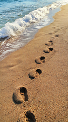 Image showing Footprints on the sandy beach